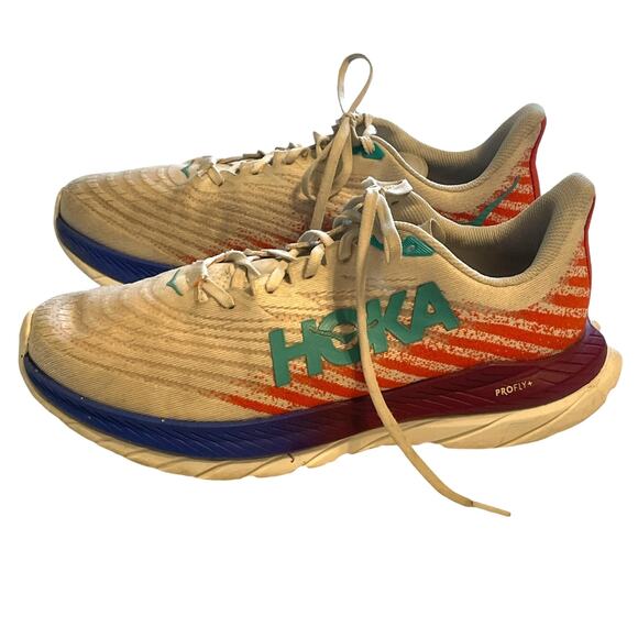 Hoka ONE Mach 5 White & Scuba Blue Womens Size 10.5B Running Sports Gym Workout - Picture 2 of 8